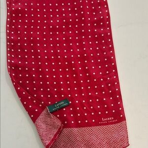 Lauren Ralph Lauren Red Dot Silk Scarf with Herringbone Border